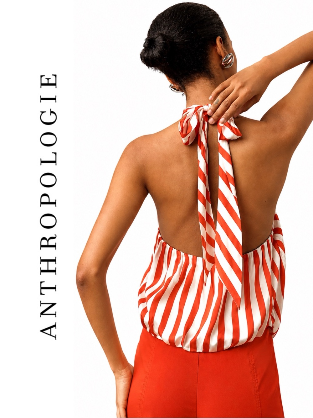 Anthropologie Maeve Halter Scarf Bubble-Hem Tank